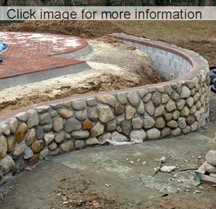 insitu curved concrete stone wall