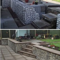 concrete capped gabions and steps